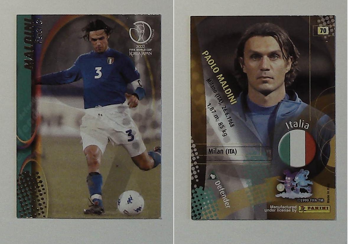 PANINI 2002 WORLD CUP FOOTBALL CARDS ITALY No70 PAOLO MALDINI