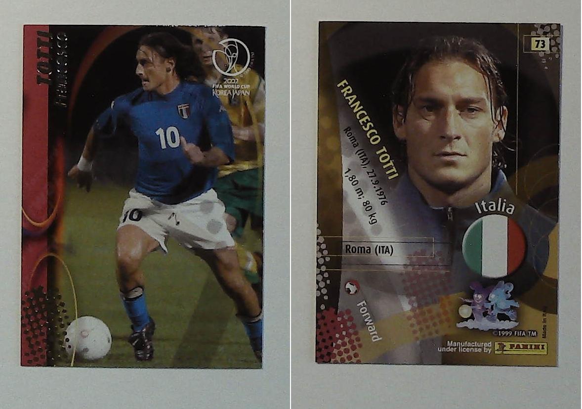 PANINI 2002 WORLD CUP FOOTBALL CARDS ITALY No73 FRANCESCO TOTTI