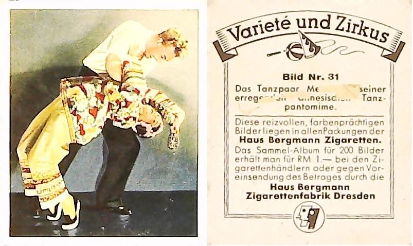 Bergmann Variety & CircusGerman Cigarette Card No 31