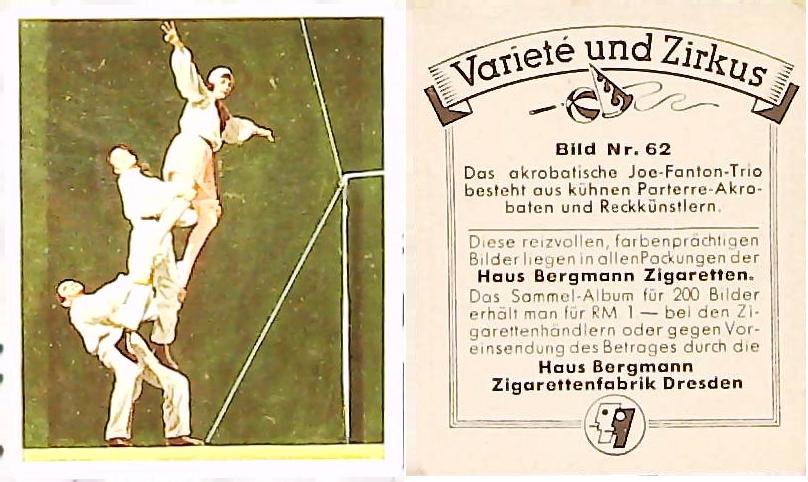 Bergmann Variety & CircusGerman Cigarette Card No 55