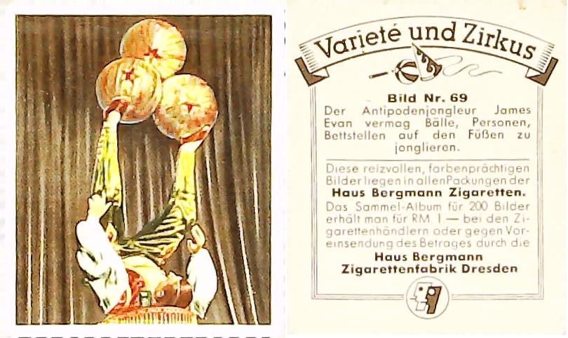 Bergmann Variety & CircusGerman Cigarette Card No 69
