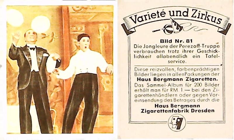 Bergmann Variety & CircusGerman Cigarette Card No 81