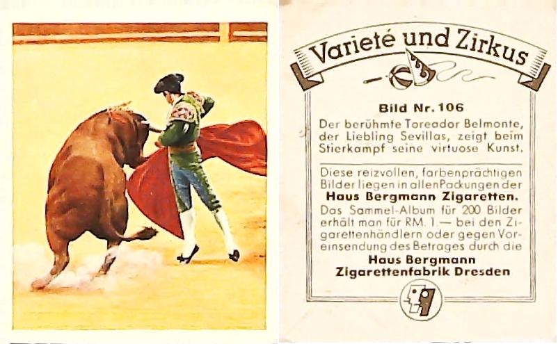 Bergmann Variety & CircusGerman Cigarette Card No 106