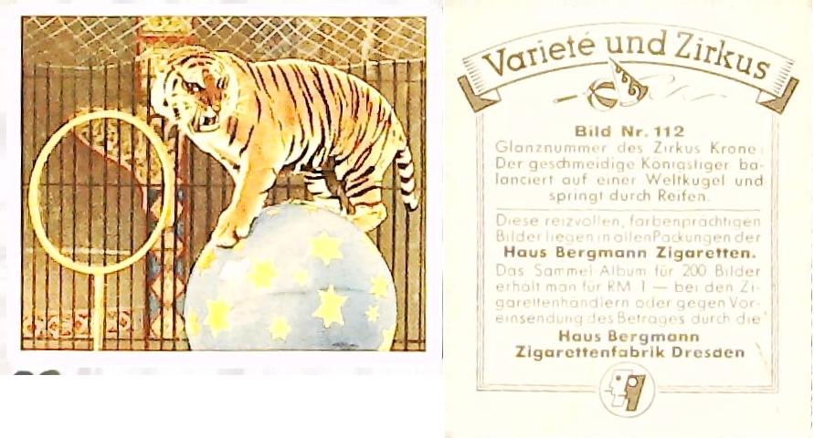 Bergmann Variety & CircusGerman Cigarette Card No 112