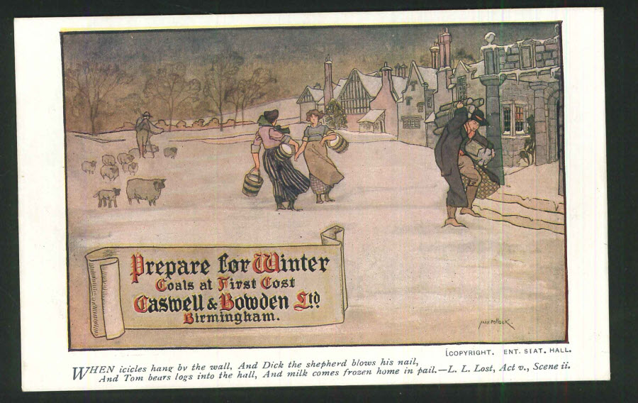 Postcard Advertising - Caswell & Bowden's Coals Birmingham