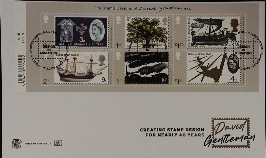 2022 Stamp Designs of David Gentleman STUART FDC - FDI TALLENTS HOUSE, EDINBURGH Postmark