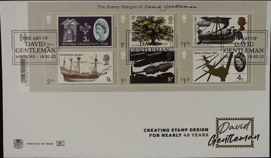 2022 Stamp Designs of David Gentleman STUART FDC - ART OF DAVID GENTLEMAN HARTFORD Postmark