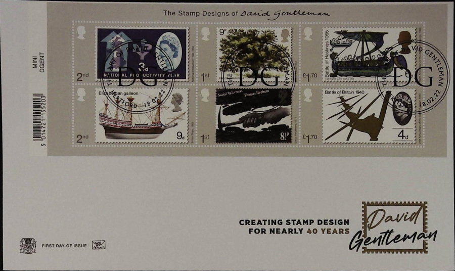 2022 Stamp Designs of David Gentleman STUART FDC - D G HARTFORD Postmark