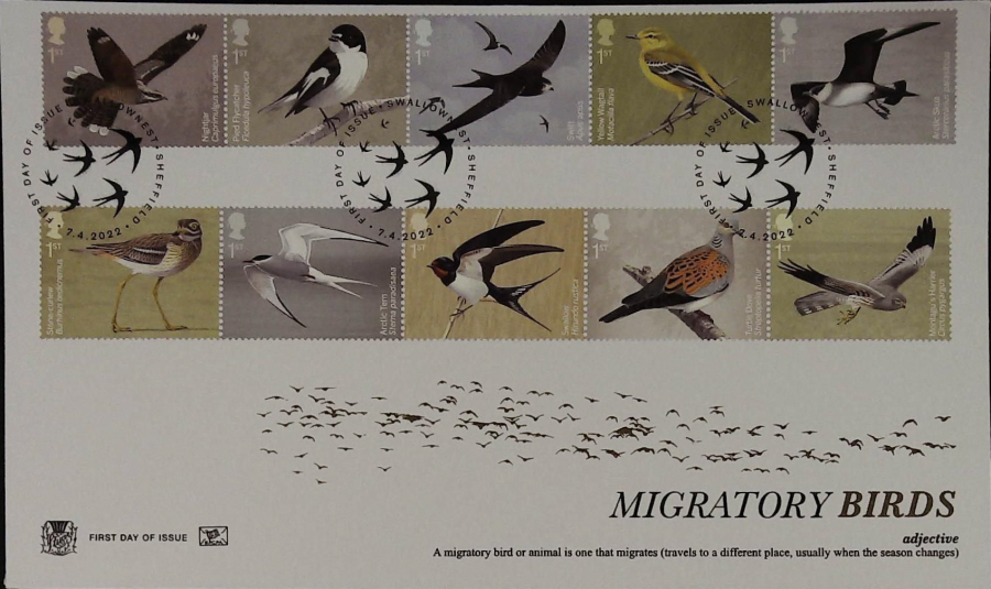 2022 Migratory Birds STUART FDC - F D I Swalloenest, Sheffield Postmark