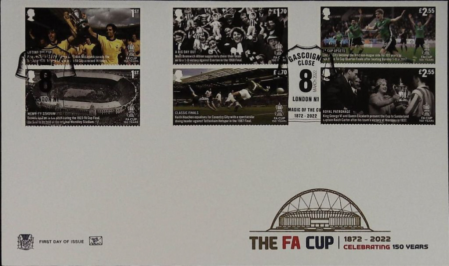 2022 The F A Cup Set SET STUART FDC - Gascoigne Close 8 London Postmark