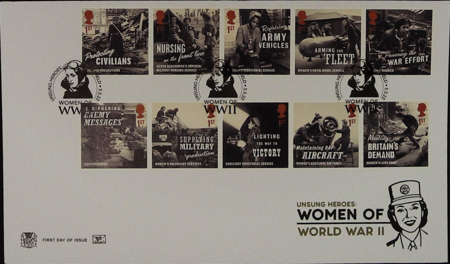 2022 Unsung Heroes Women of World War 11 SET STUART FDC -Unsung Heroes HATFIELD Postmark