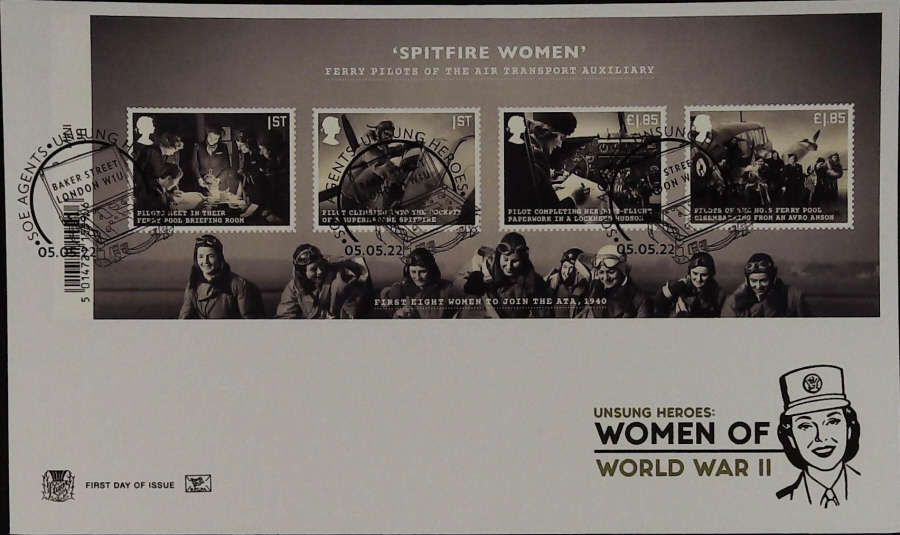 2022 Unsung Heroes Women of World War 11 MINI SHEET STUART FDC -BAKER STREET, LONDON W1U Postmark