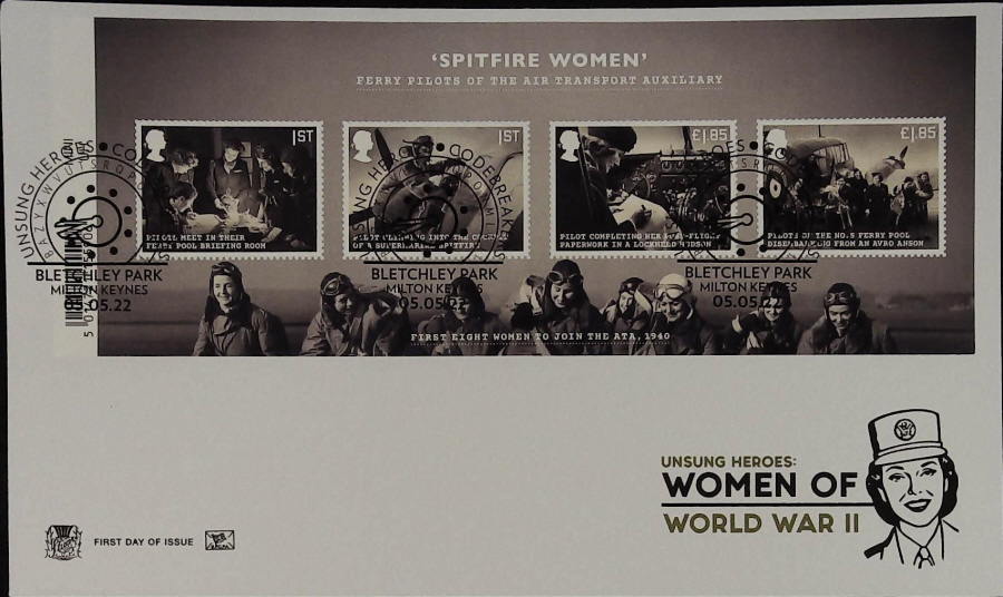 2022 Unsung Heroes Women of World War 11 MINI SHEET STUART FDC -, BLETCHLEY PARK Postmark