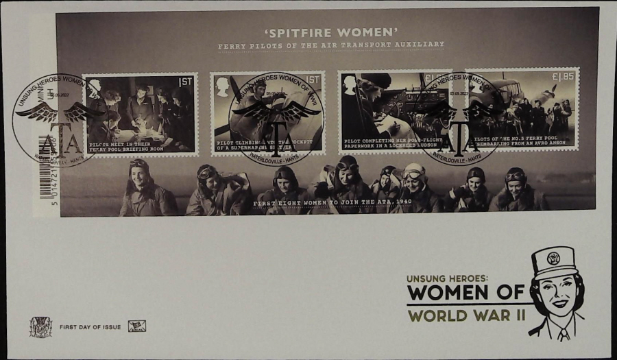 2022 Unsung Heroes Women of World War 11 MINI SHEET STUART FDC -Waterlooville, Hants Postmark