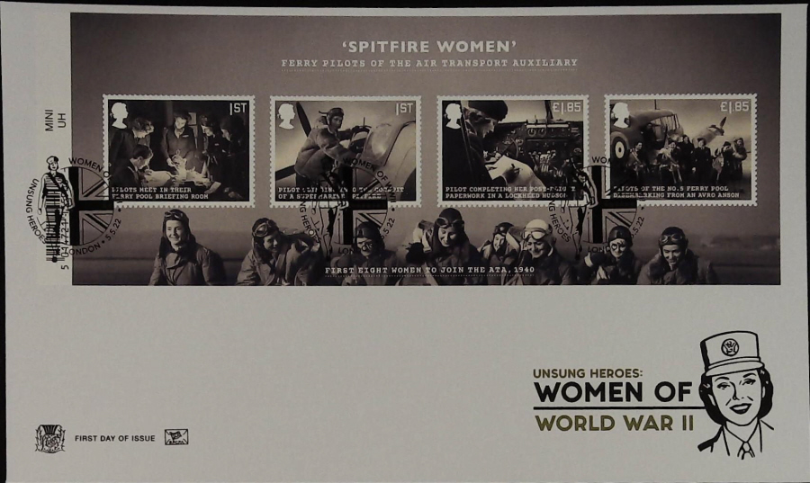 2022 Unsung Heroes Women of World War 11 MINI SHEET STUART FDC -, LONDON Postmark