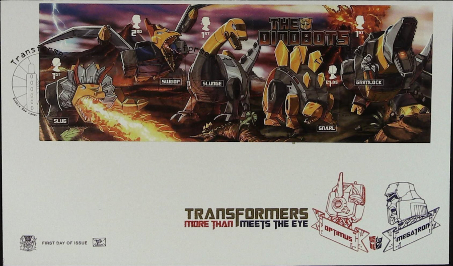 2022 TRANSFORMERS MINI SHEET STUART FDC - Bumblebee Lane, Hinckley DIFF Postmark