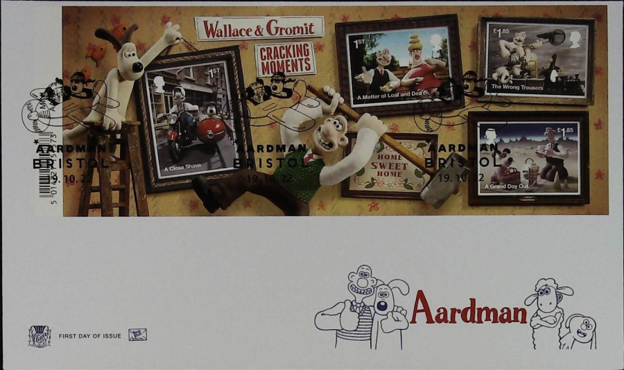 2022 Aardman MINI SHEET STUART FDC -Bristol Plane Postmark