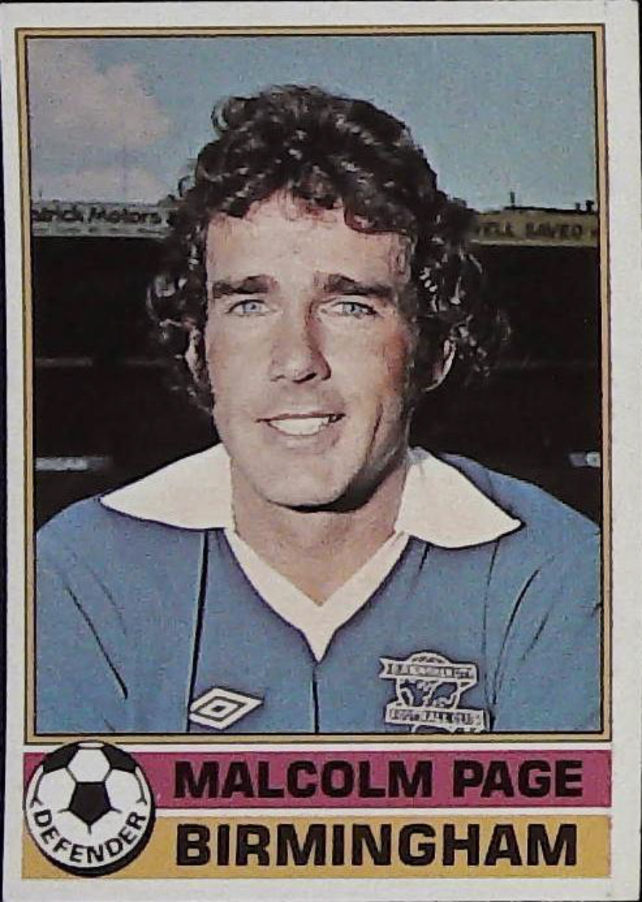 Topps UK Footballers Red Back 1977 Birmingham City No 188 Malcolm Page - Click Image to Close
