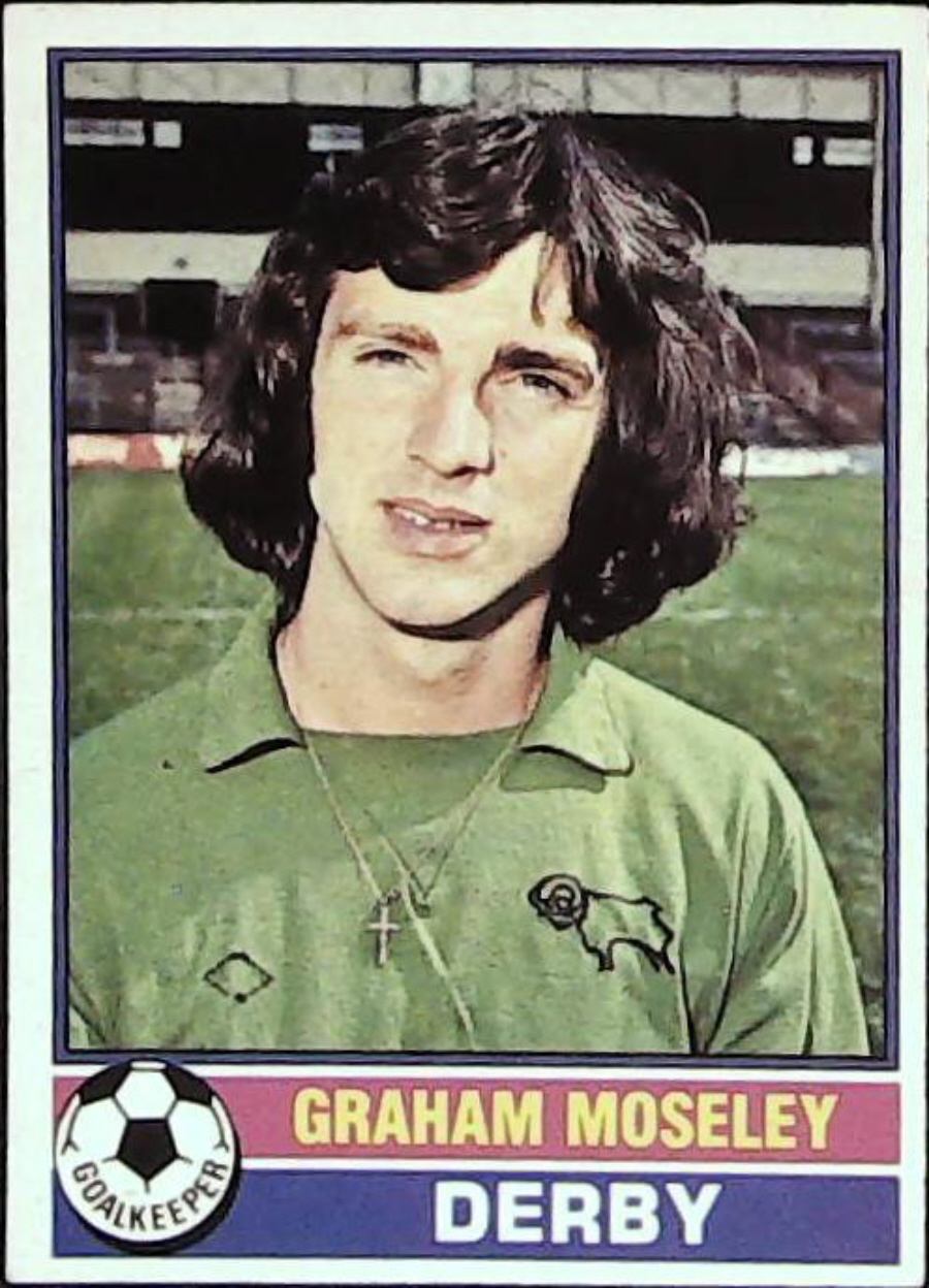 Topps UK Footballers Red Back 1977 DERBY NO 17 GRAHAM MOSELEY - Click Image to Close