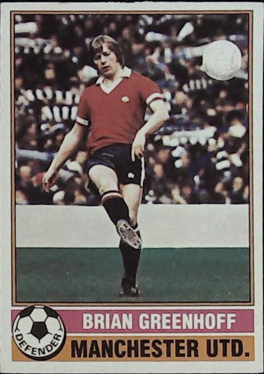 Topps UK Footballers Red Back 1977 MANCHESTER UNITED No 10 BRIAN GREENHOFF