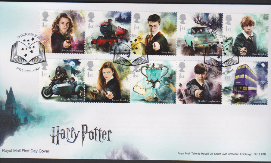 2018 FDC - Harry Pottter Set.- Spell Close Yarm Postmark - Click Image to Close