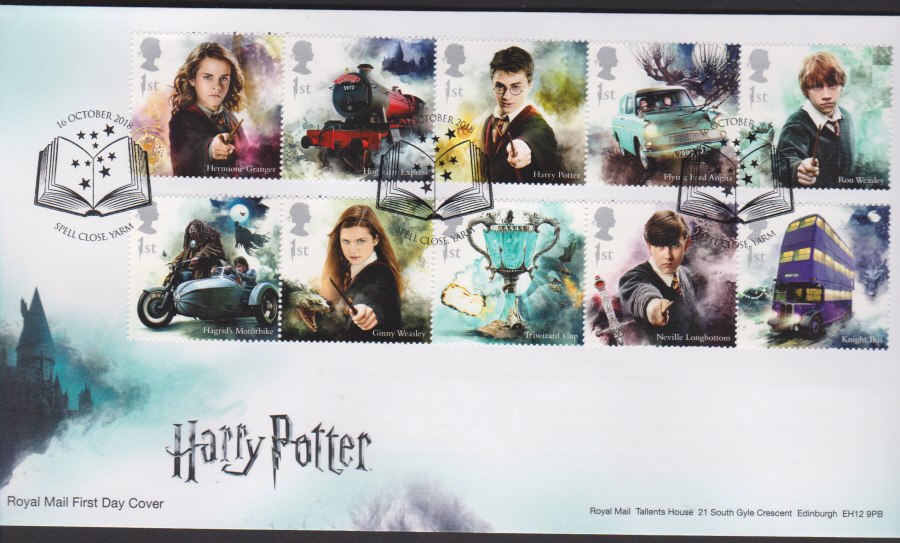 2018 FDC - Harry Pottter Set.- Spell Close Yarm Postmark