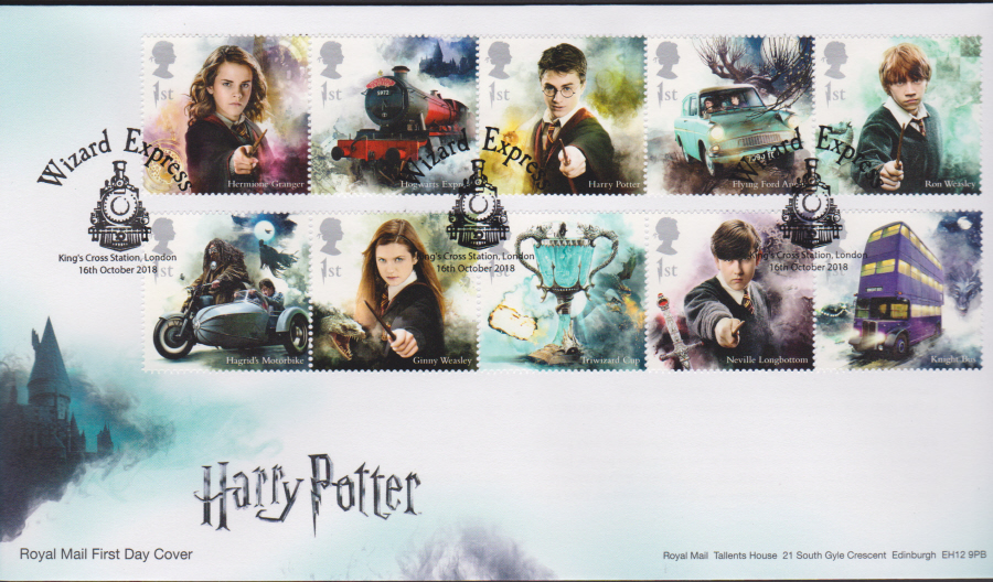 2018 FDC - Harry Pottter Set.- Kings Cross Station, London Postmark