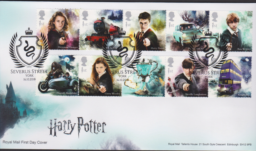 2018 FDC - Harry Pottter Set.- Severus Street York Postmark