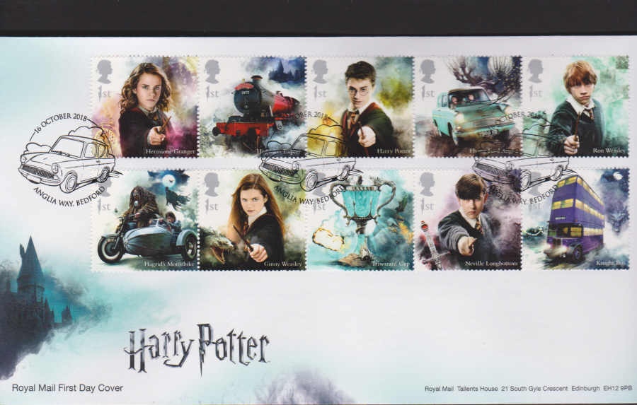 2018 FDC - Harry Pottter Set.- Anglia Way, Bedford Postmark - Click Image to Close