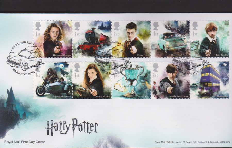 2018 FDC - Harry Pottter Set.- Anglia Way, Bedford Postmark