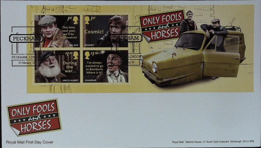 2021 Only Fools & Horses Mini Sheet FDC Royal Mail - ( Road Sign ) Peckham SE15 Postmark