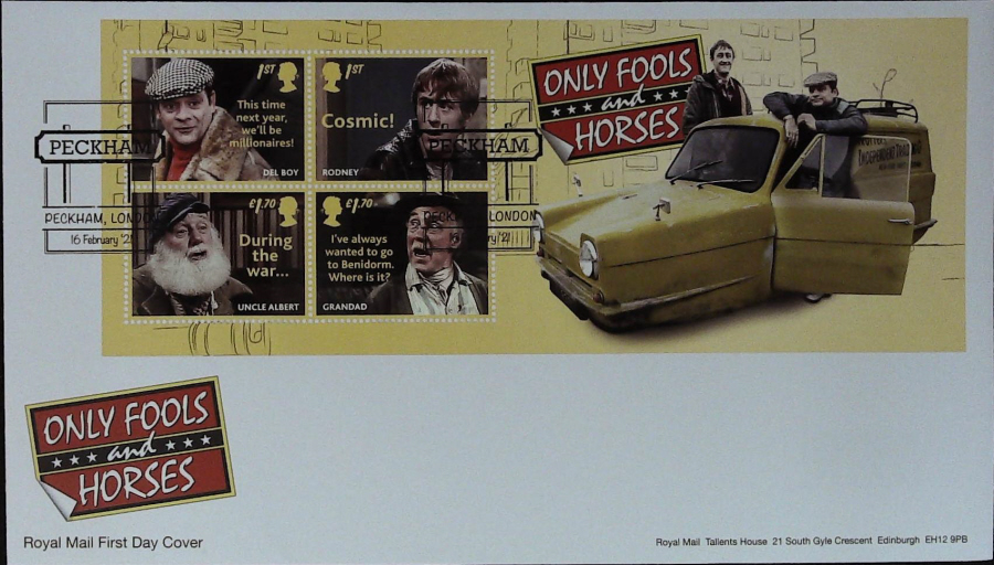 2021 Only Fools & Horses Mini Sheet FDC Royal Mail - ( Road Sign ) Peckham SE15 Postmark - Click Image to Close