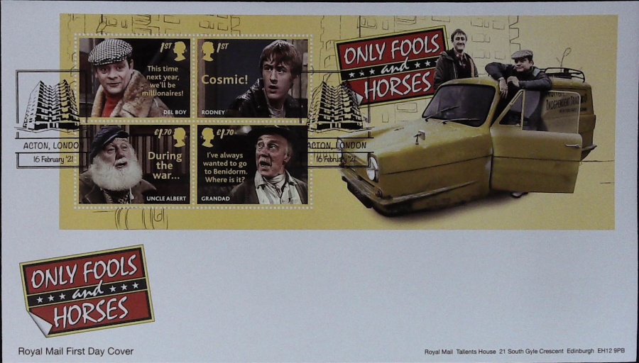 2021 Only Fools & Horses Mini Sheet FDC Royal Mail - Acton,London Postmark
