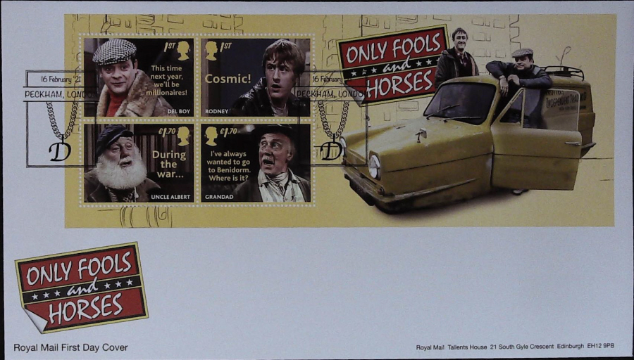 2021 Only Fools & Horses Mini Sheet FDC Royal Mail - ( Gold Chain ) Peckham SE15 Postmark - Click Image to Close