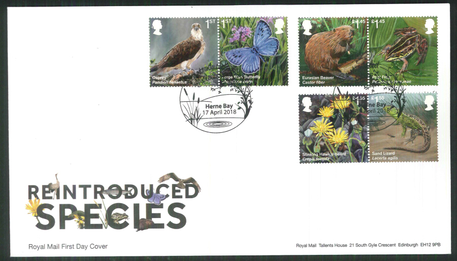 2018 FDC - Reintroduced Species.-Herne Bay Postmark - Click Image to Close