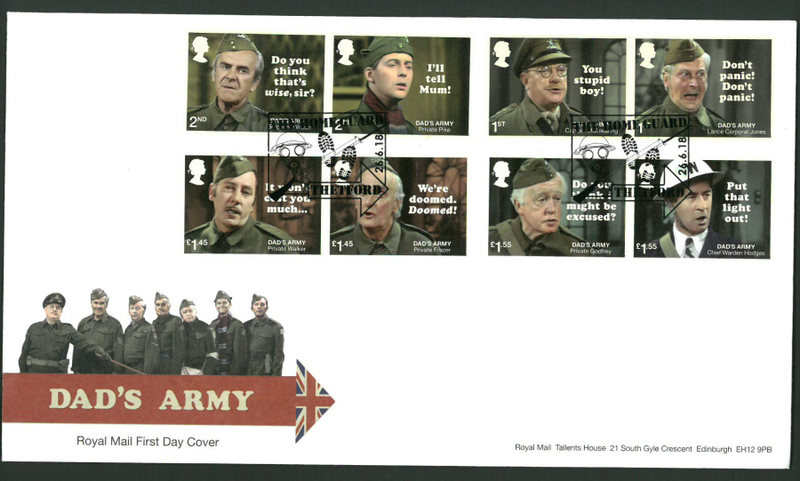 2018 FDC - Dad's Army FDC Home Guard Thetford Postmark