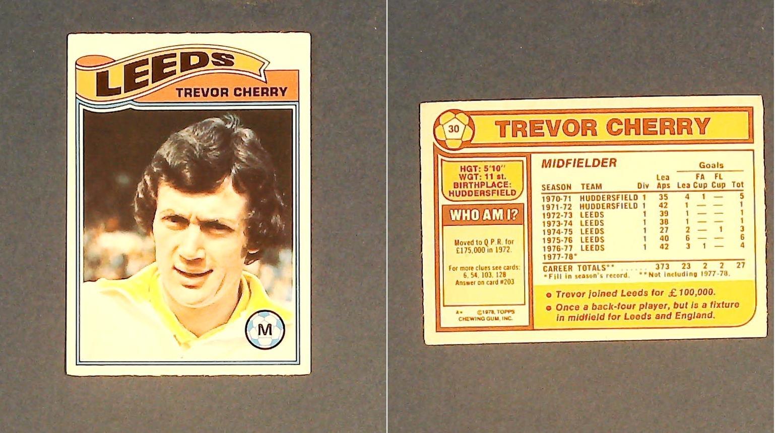 Topps Chewing Gum Orange Back Football Cards - 1978 No.30 Trevor Cherry Leeds United
