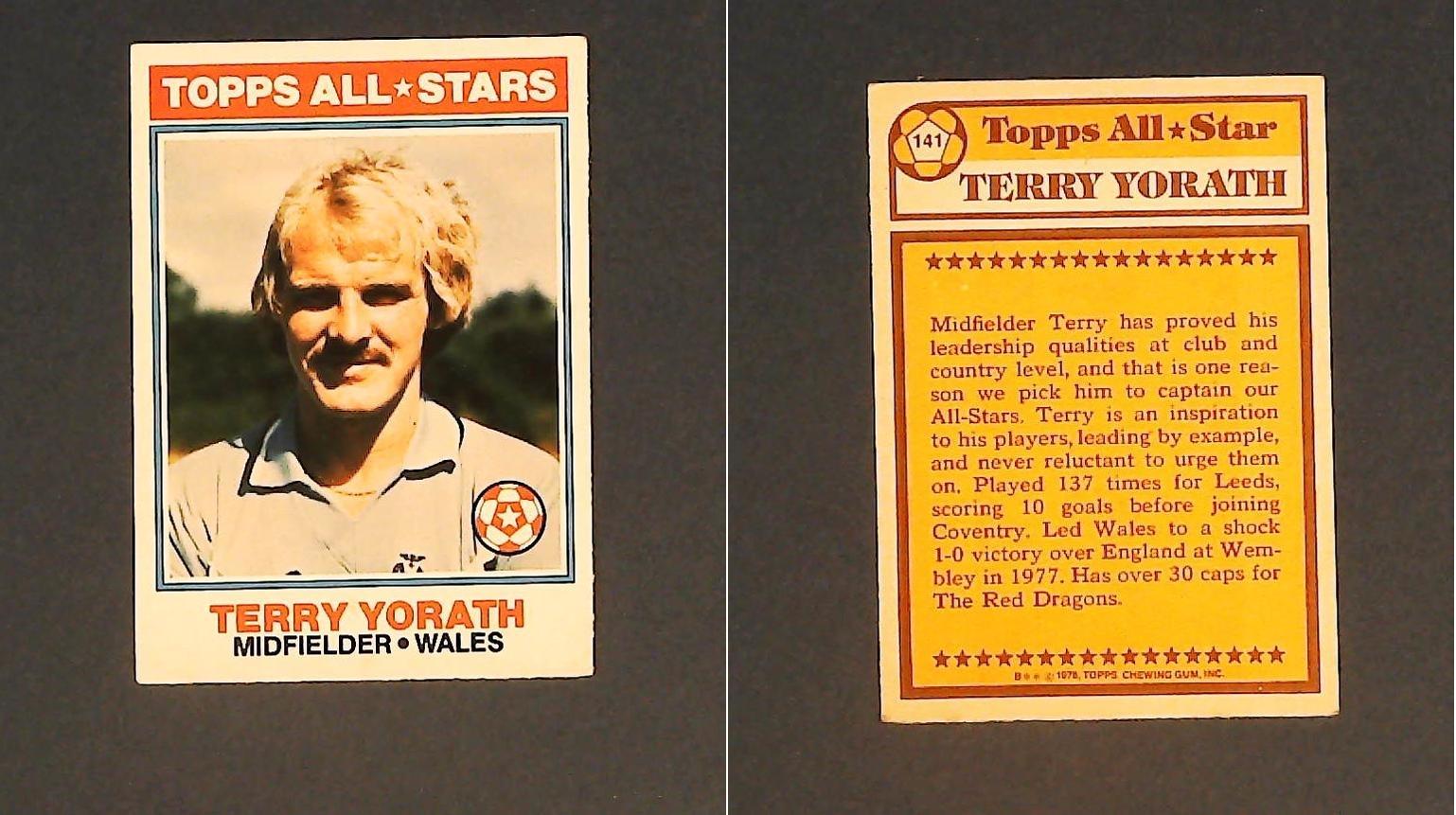 Topps Chewing Gum Orange Back Football Cards - 1978 No 141 Terry Yorath, Topps All*Stars Wales
