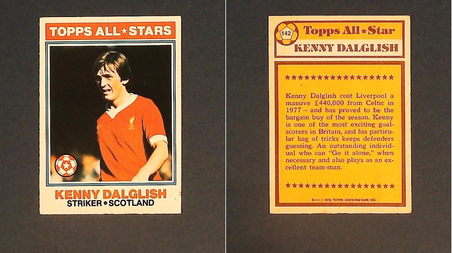 Topps Chewing Gum Orange Back Football Cards - 1978 No 142 Ken Dalglish, Topps All*Stars Scotland
