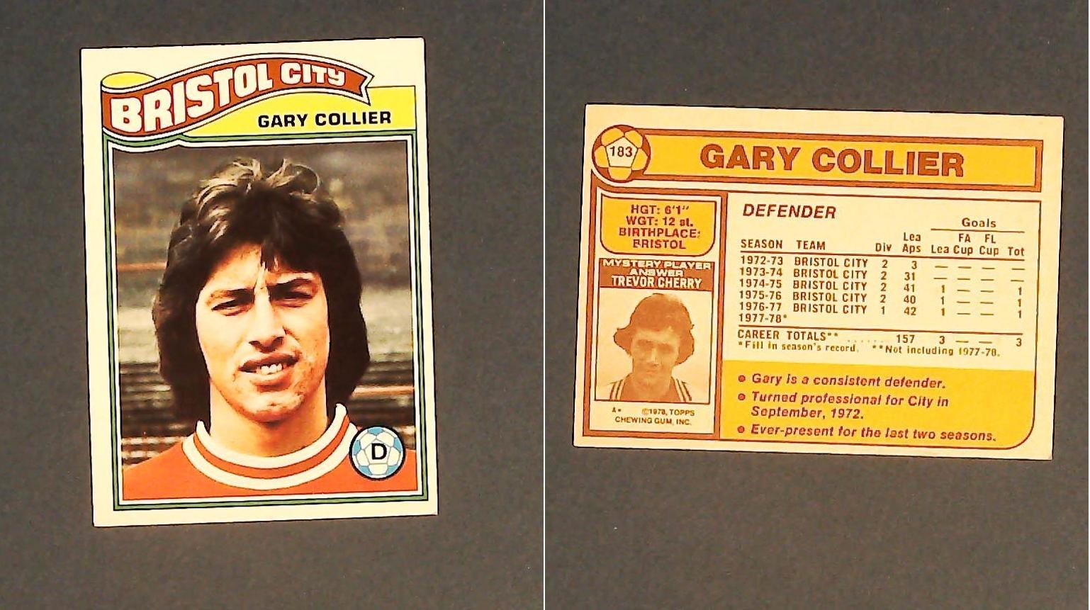 Topps Chewing Gum Orange Back Football Cards - 1978 No 183 Gary Collier Bristol City