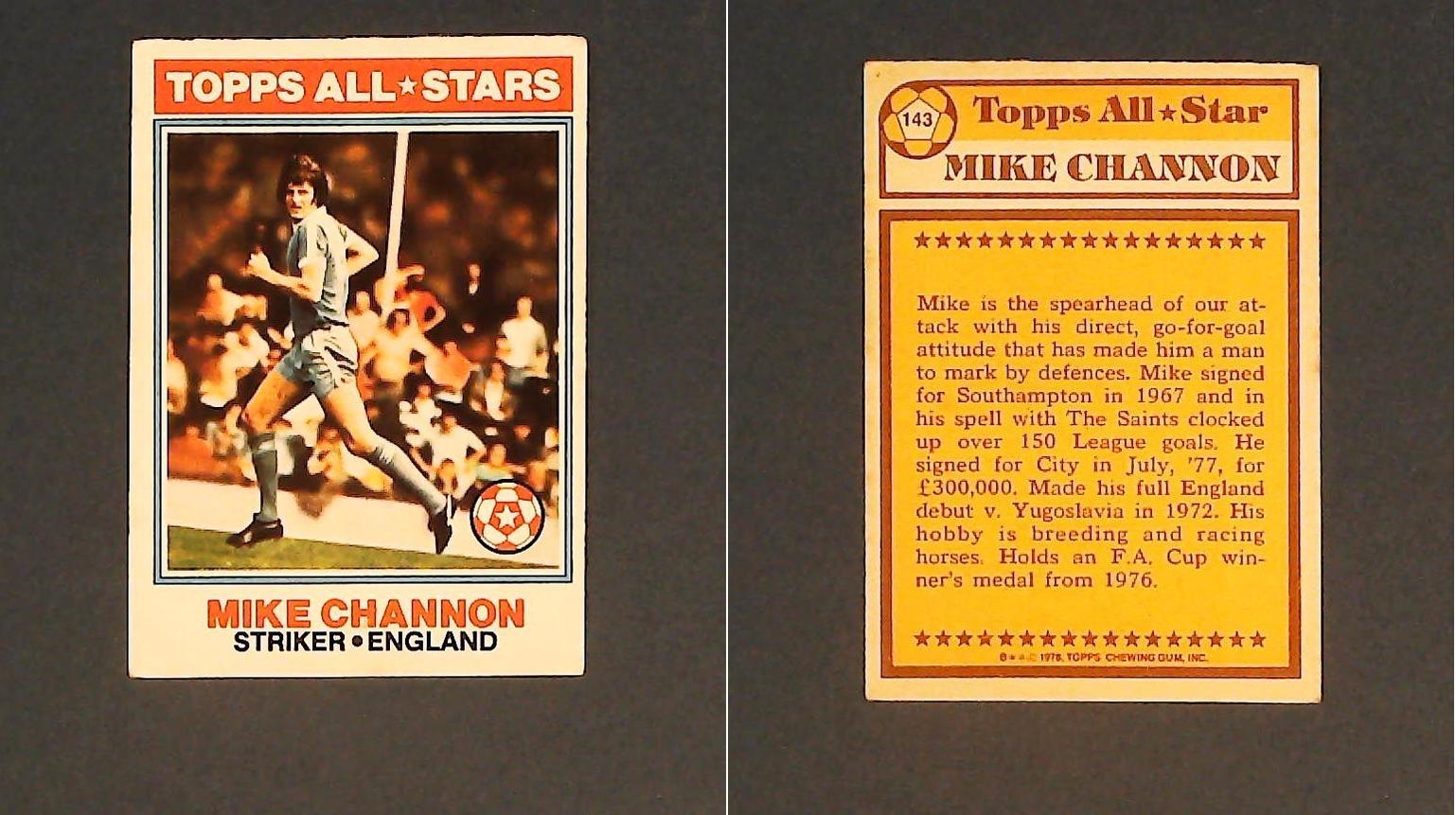Topps Chewing Gum Orange Back Football Cards - 1978 No.143 Mick Channon, Topps All*Stars England